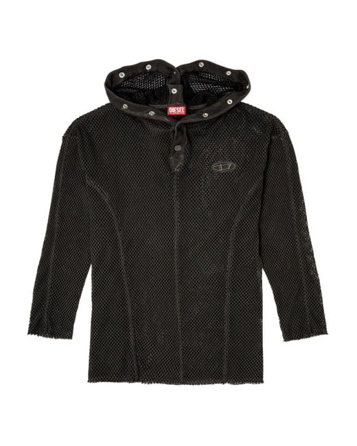 DIESEL×Thug clubコラボ　フーディー DIESEL X Thug Club Logo-Plaque Mesh Hoodie in Black | Lyst