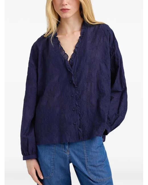 Momoní Blue Chemise Rios Brodée À Volants