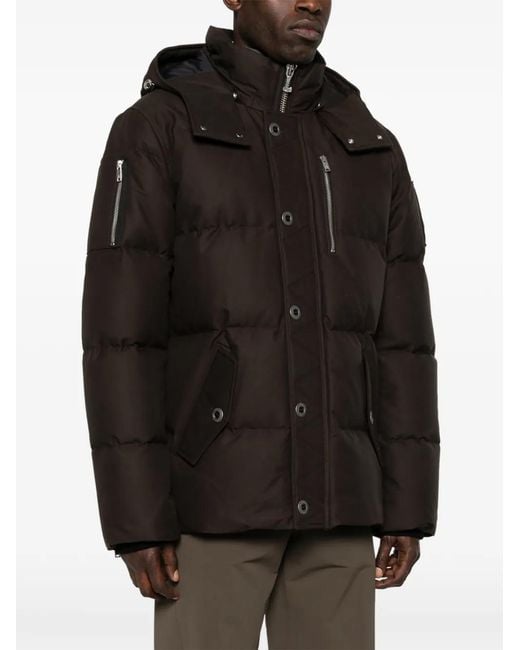 Moose Knuckles Black Zip-Pocket Hooded Jacket for men