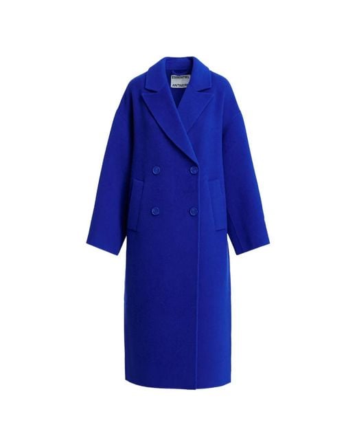 Essentiel Antwerp Blue Double-Breasted Oversized Coat