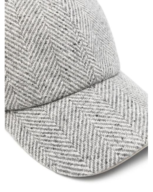 Eleventy Gray Herringbone Baseball Cap for men