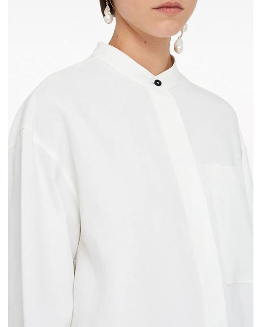 Jil Sander White Drop-Shoulder Linen Shirt