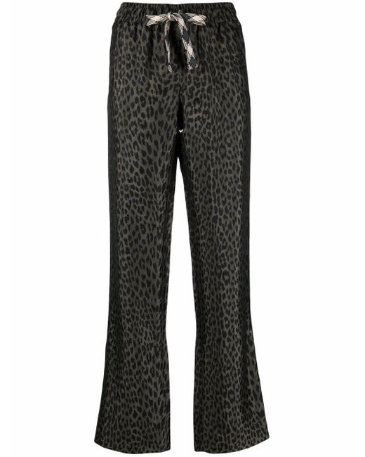 Zadig & Voltaire Green Pomy Leopard-print Track Pants