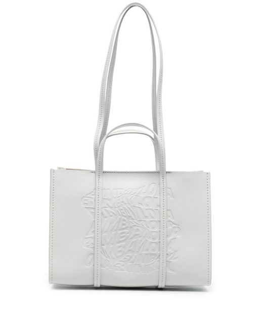 Bimba Y Lola Leather Logo-embossed Shopper Bag in White | Lyst