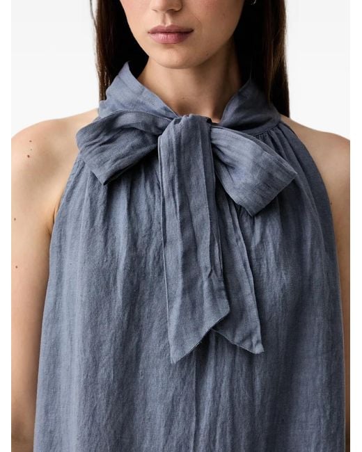 ViCOLO Blue Bow-Detail Halterneck Dress