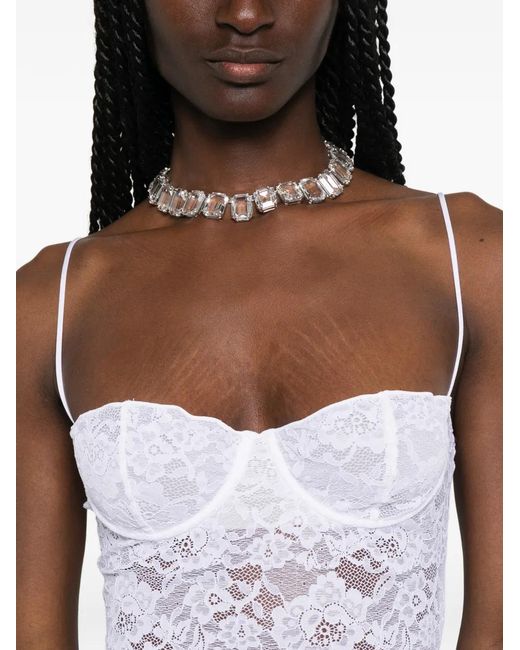 Oseree White Bridal O Lover Lace Tube Dress