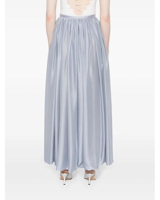 Giorgio Armani Blue Silk Maxi Skirt With Gathered Waistband