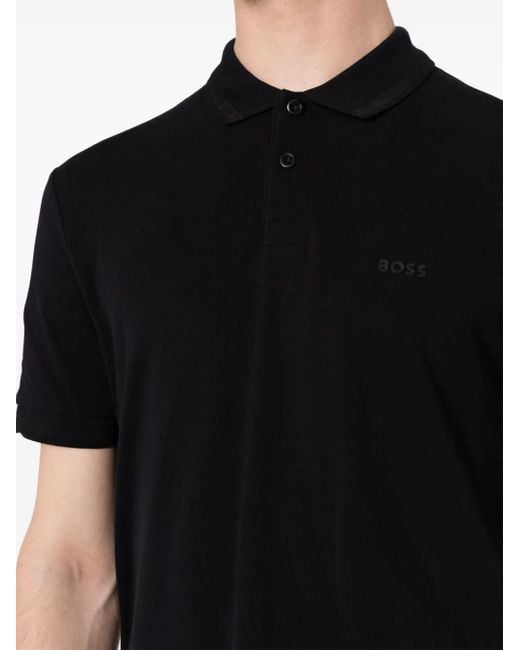 Boss Black Logo-Embroidered Cotton Polo Shirt for men