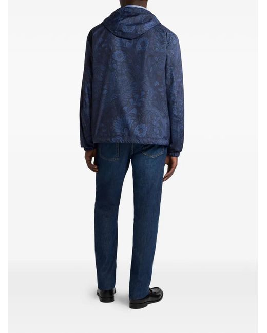 Etro Blue Coupe-Vent À Motif Cachemire for men