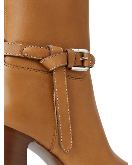 Ralph Lauren Brown 90Mm Donnely Buckle-Detail Ankle Boots