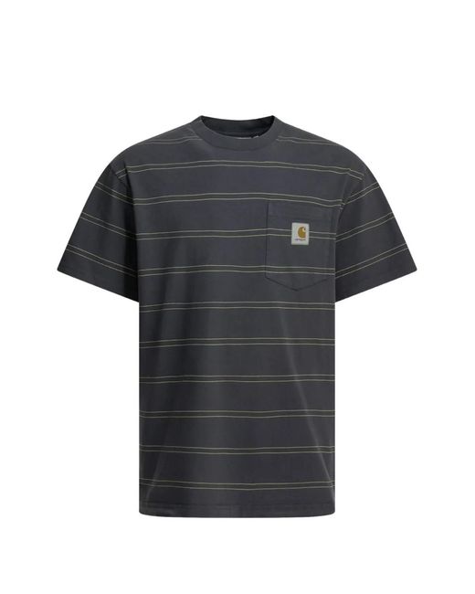 Carhartt Black T-Shirt Rayé À Poche for men