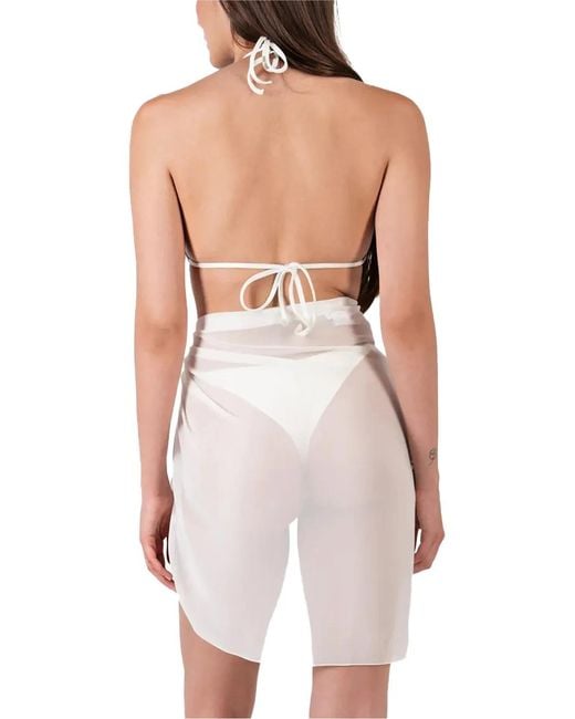 Mazzei Natural Beaded-Flower Bikini And Sarong Set (Set Of Three)