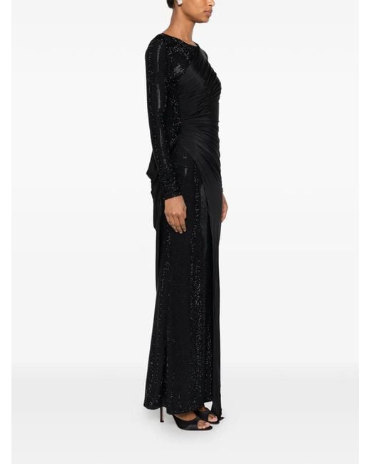 Miron Black Crystal-Embellished Draped Dress
