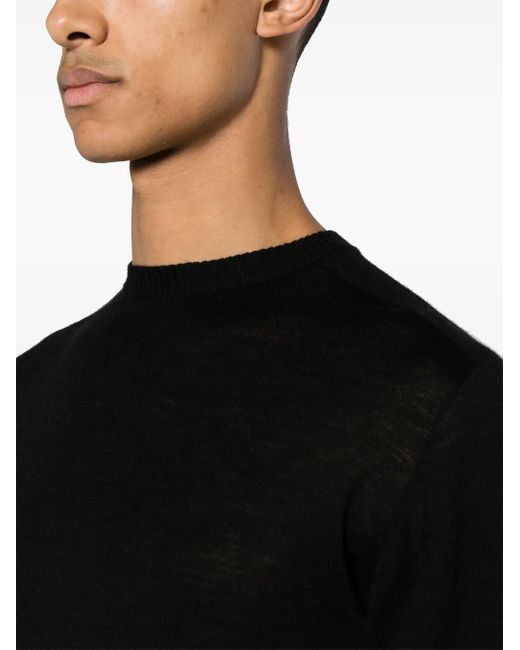 Rick Owens Black Fine-Knit Virgin Wool Sweater for men