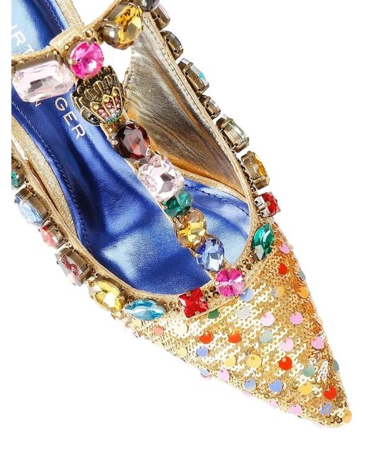 Kurt Geiger White Sequin Embellished Pumps