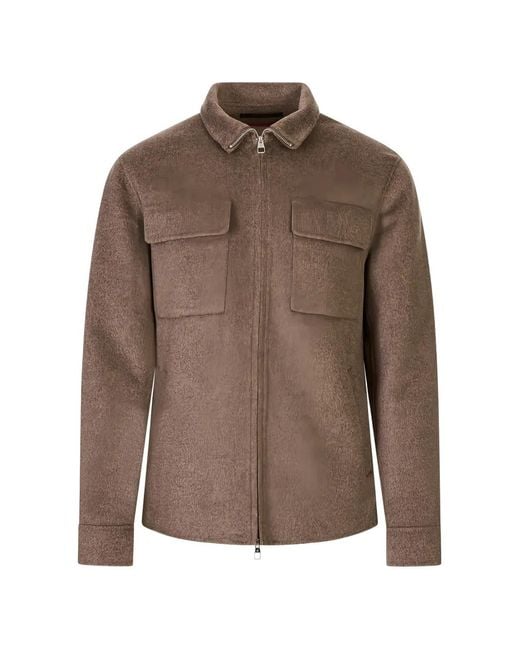 Montecore Brown Flap-Pockets Zip-Up Jacket for men