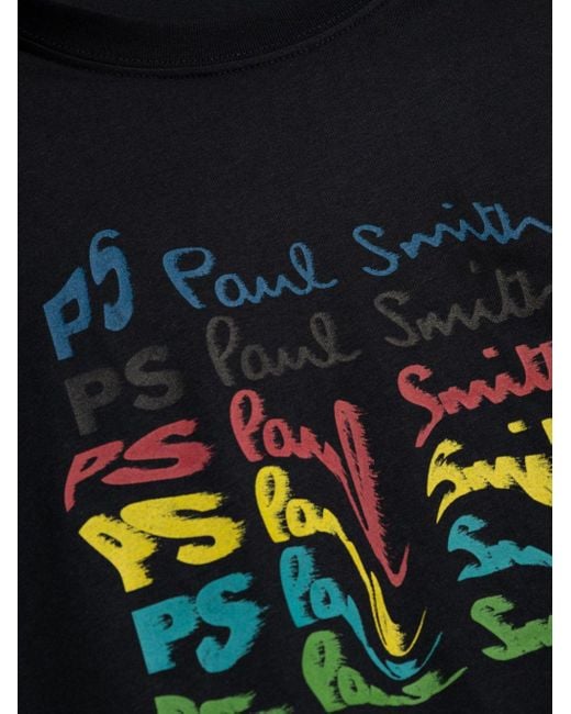 PS by Paul Smith Black Logo-print Cotton T-shirt for men