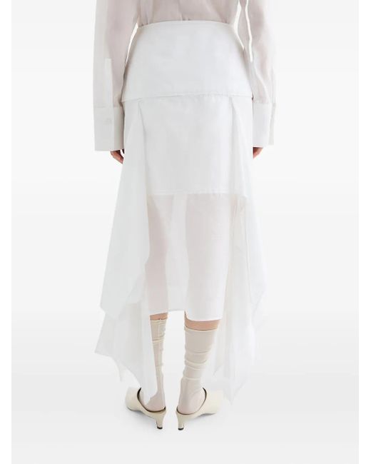 Jil Sander White Cotton Midi Skirt