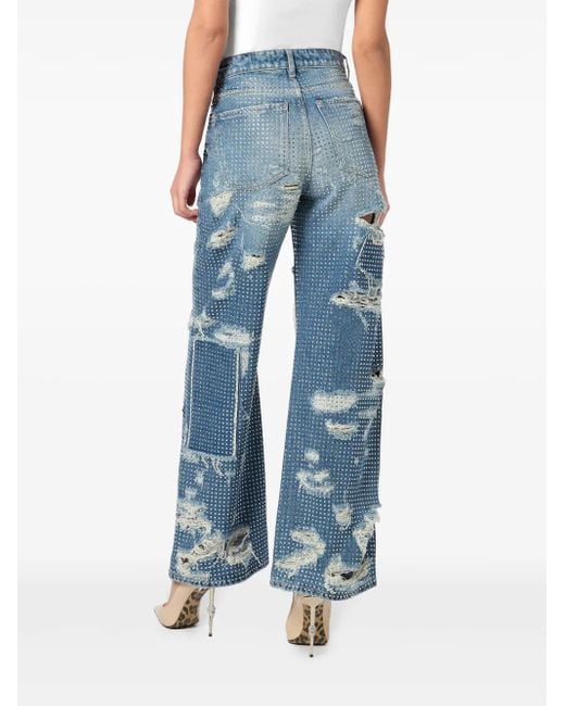 Philipp Plein Blue Skater Row Jeans