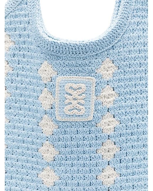 Sandro Blue Crocheted Shoulder Bag