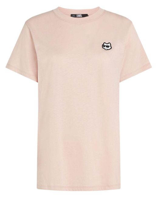 Karl Lagerfeld Pink Ikonik 2.0 Logo-patch T-shirt