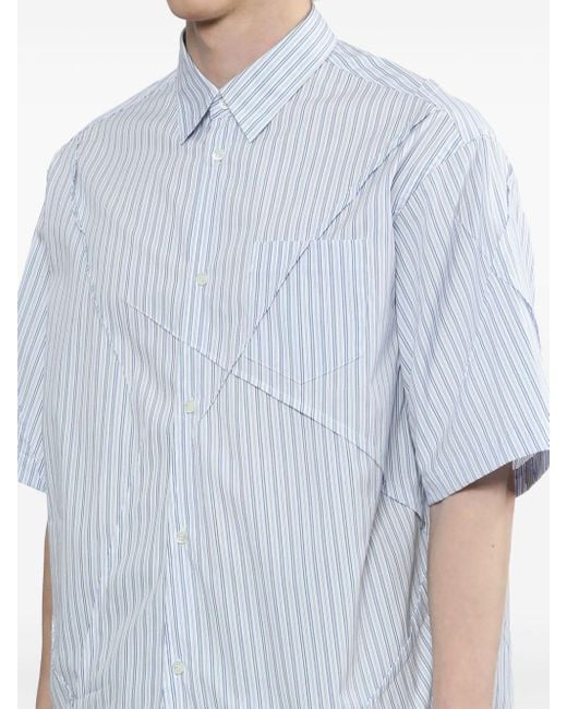 Undercover White Crease-detail Striped Cotton Shirt for men