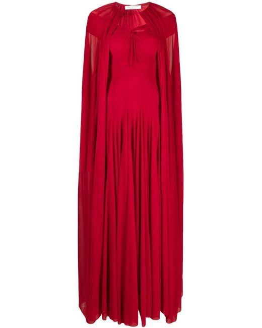 Philosophy Di Lorenzo Serafini Red Off-Shoulder Tulle Gown