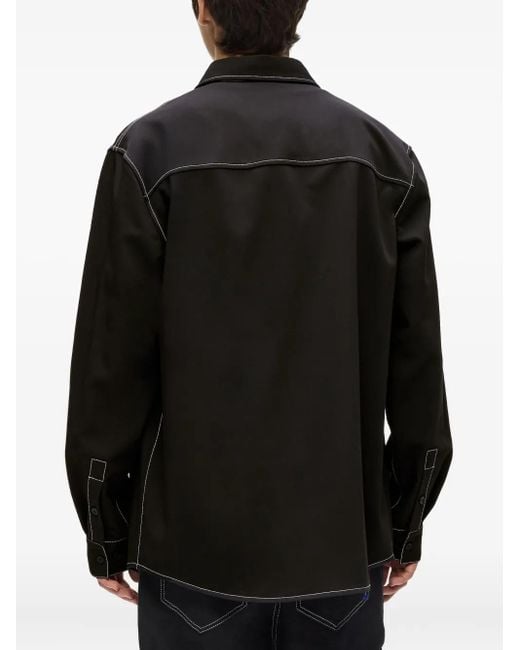 Karl Lagerfeld Black Contrast-Stitch Long-Sleeve Shirt for men