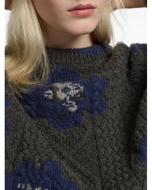 Barrie Blue Floral-Intarsia Sweater