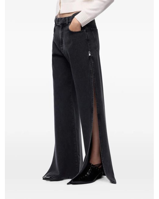 Pinko Black Wide-Leg Jeans With Side Slits