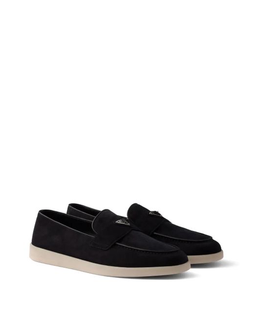Prada Black Soft Suede Loafers for men