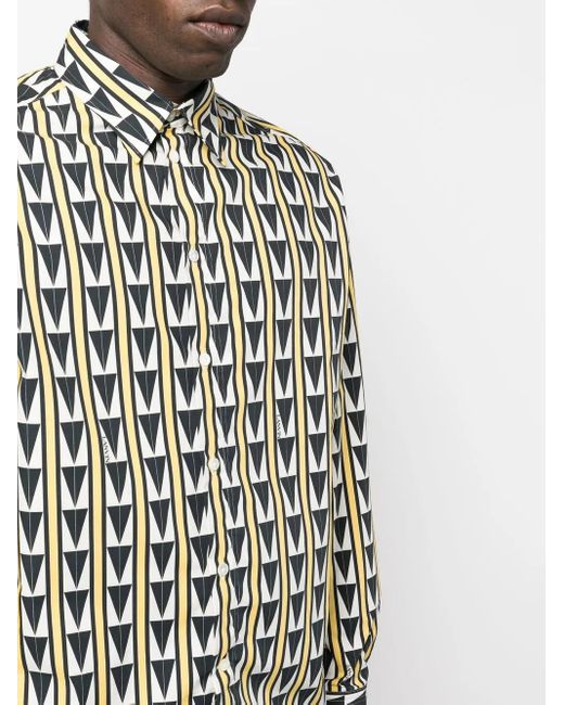 Lanvin Black, White And Light Yellow Cotton Shirt for men
