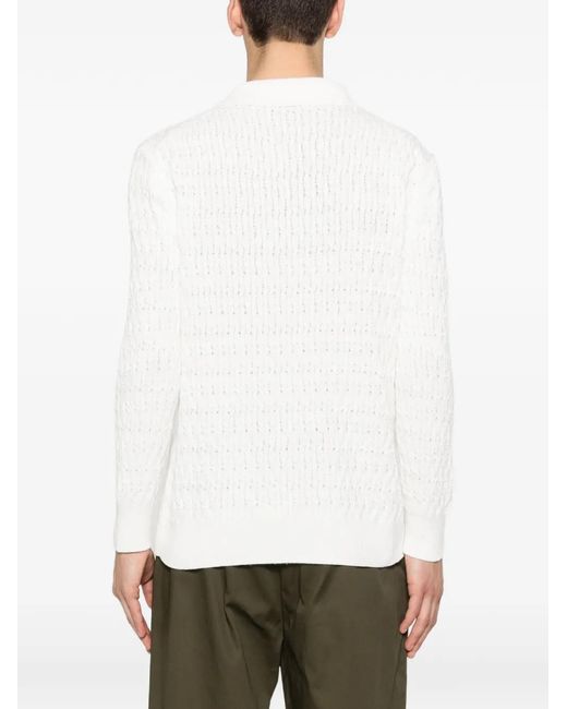 Carter Young White Polo En Maille Torsadée for men