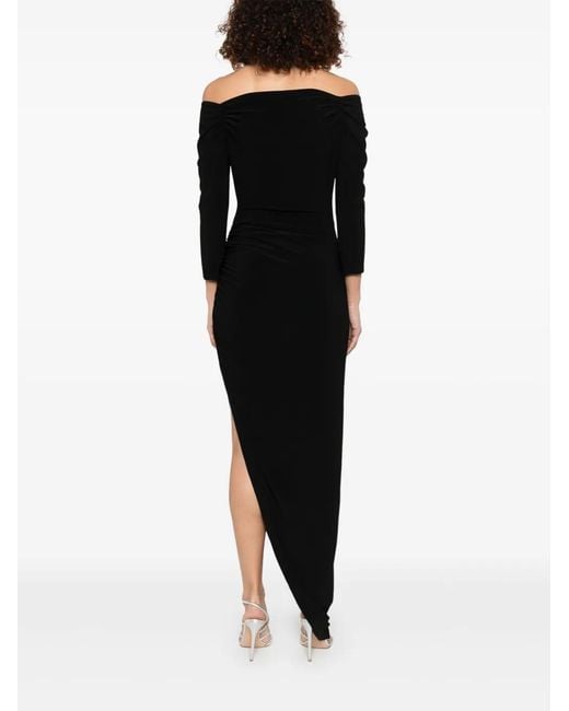 Norma Kamali Black Off-The-Shoulder Evening Dress With Draped Detail