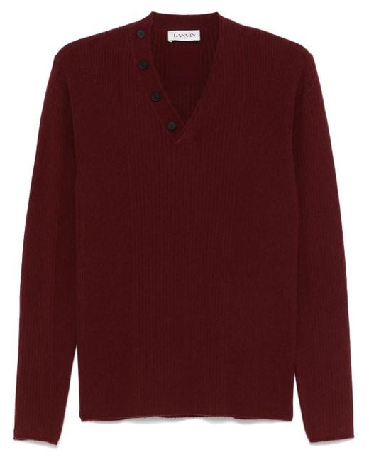 Lanvin Red Button-Embellishment Sweater for men