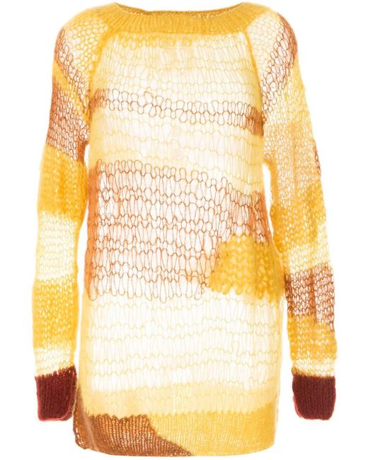 Ann Demeulemeester Yellow Open-knit Jumper for men