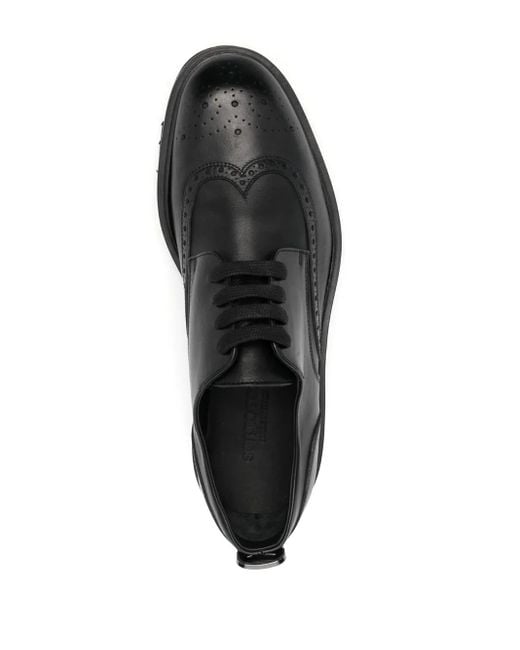 Sergio Rossi Black Perforated Leather Brogues for men