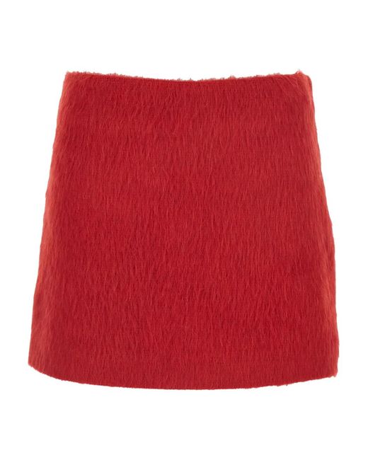 MSGM Red Minirock Mit Verdecktem Reißverschluss