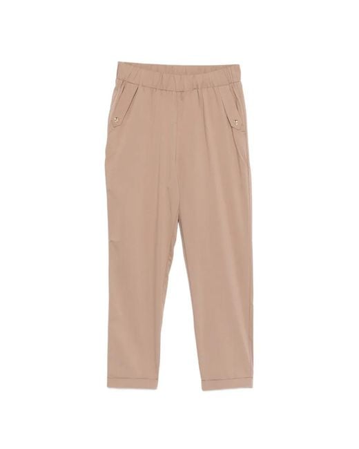 Liu Jo Natural Cropped Elastic Waistband Casual Pants