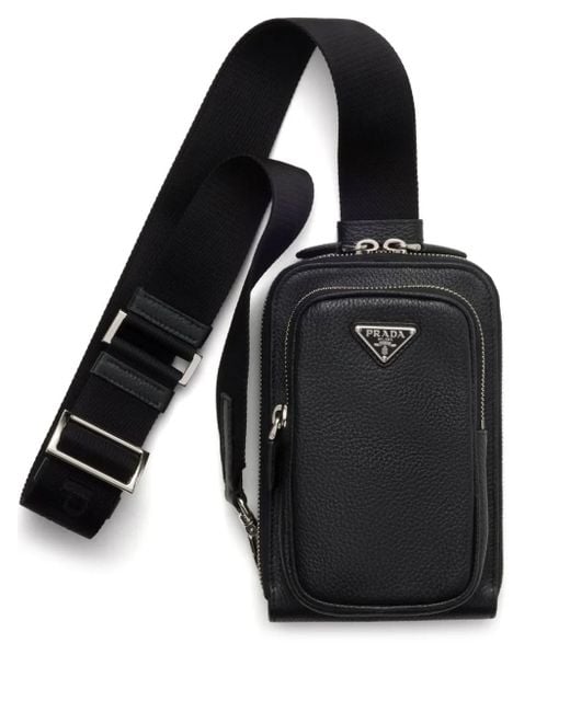 Prada Black Leather Phone Case for men