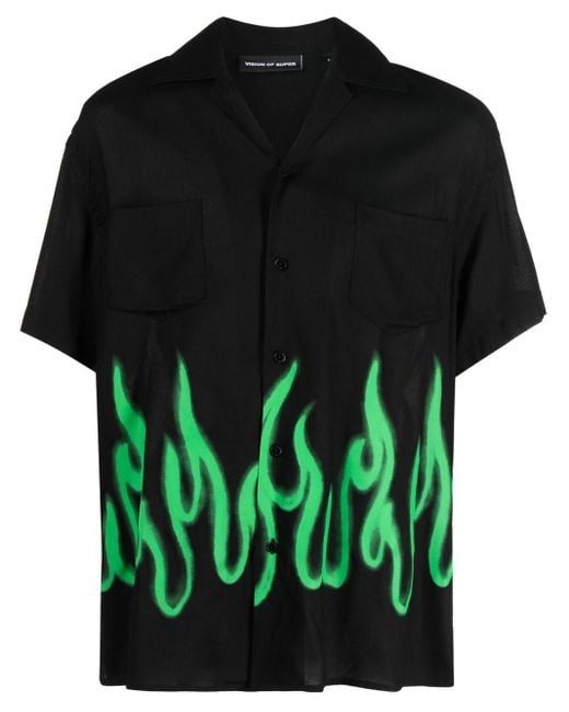 Vision Of Super Hemd mit Flammen-Print in Black für Herren