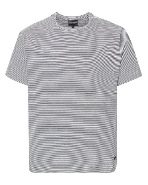 T-shirt a righe con ricamo di Emporio Armani in Gray da Uomo