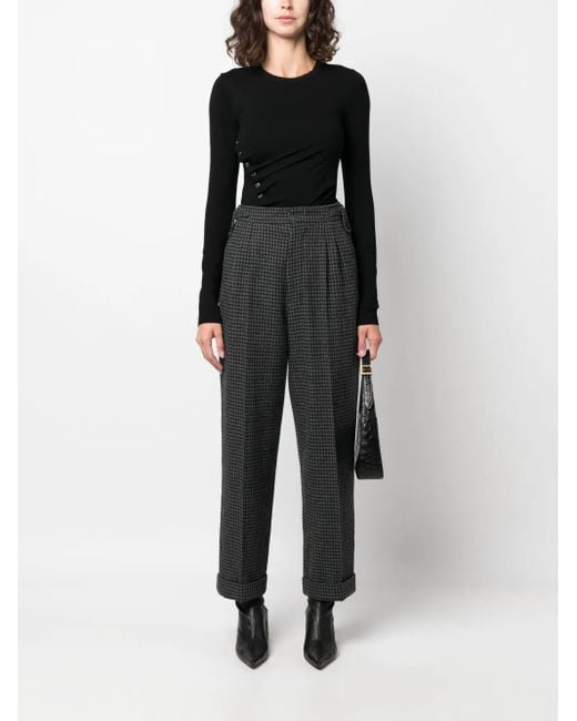 Nanushka Black Houndstooth-Pattern Cropped Trousers