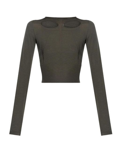 Rick Owens Black Cut-Out Long-Sleeve Top