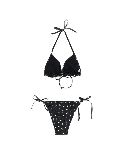 Moschino White Goose-Print Triangle Bikini