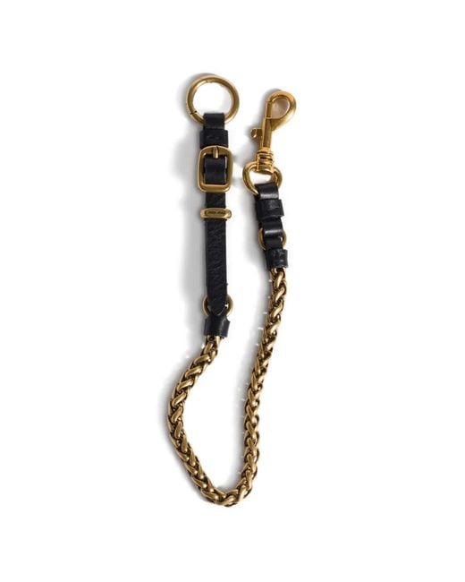 Miu Miu White Metal And Leather Key Ring Trick