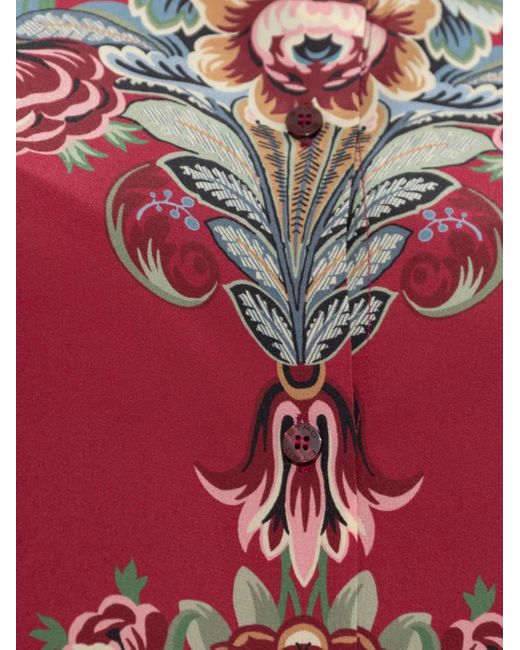 Etro Red Seidenhemd mit Blumen-Print