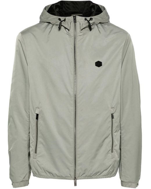Emporio Armani Gray Logo-patch Hooded Jacket for men