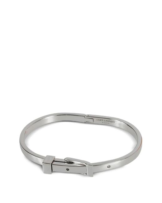 Saint Laurent White Buckle Brass Bracelet for men