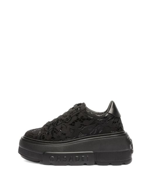 Sneakers Con Suola Rialzata di Casadei in Black